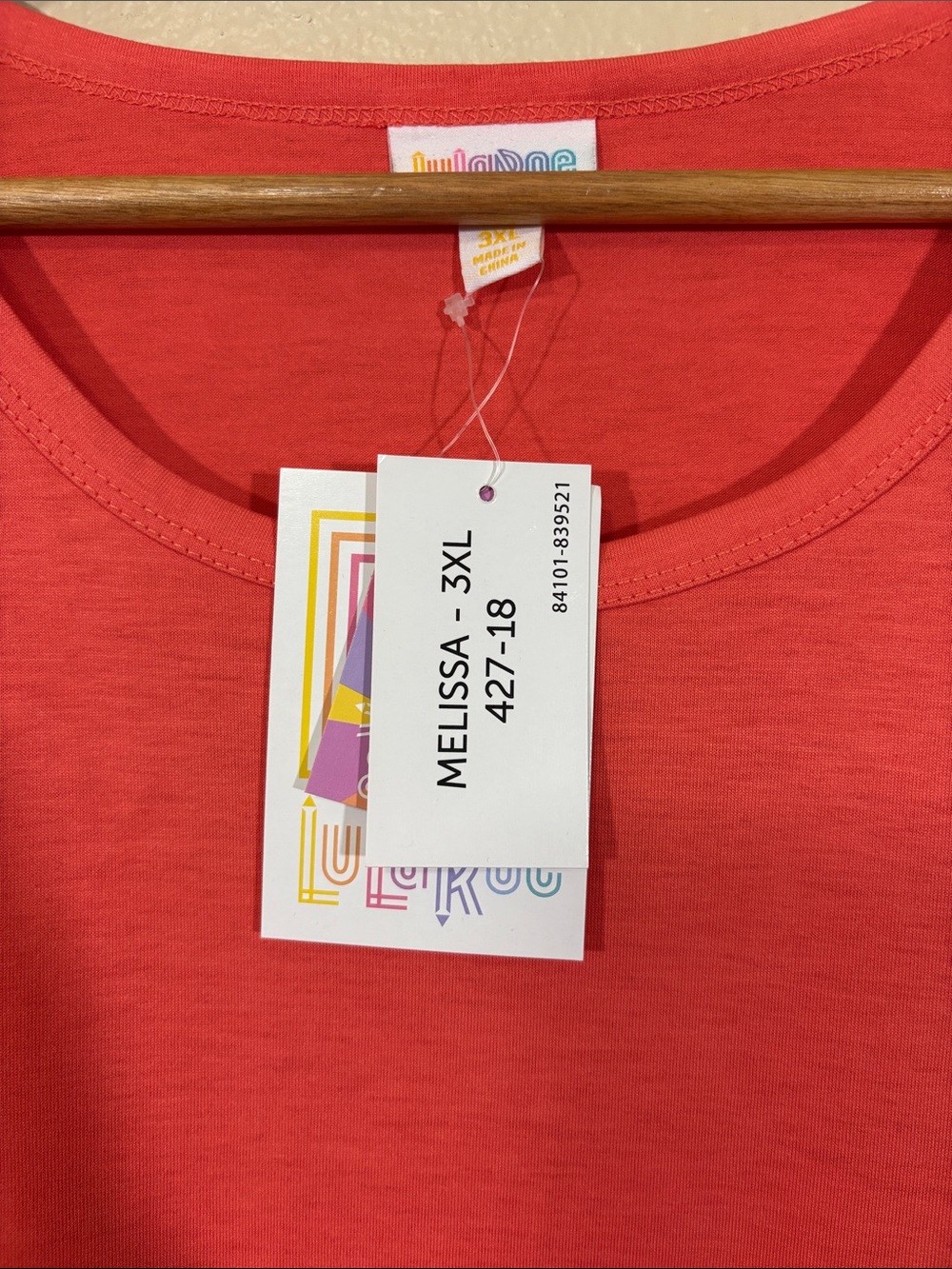 Lularoe Plus Size Coral Melissa Tunic Tee Size 3XL - Picture 4 of 6